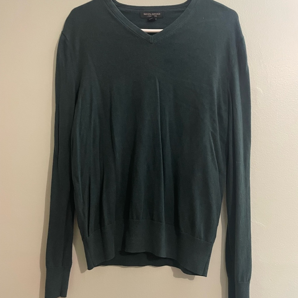 Banana Republic Dark Green V-Neck Sweater